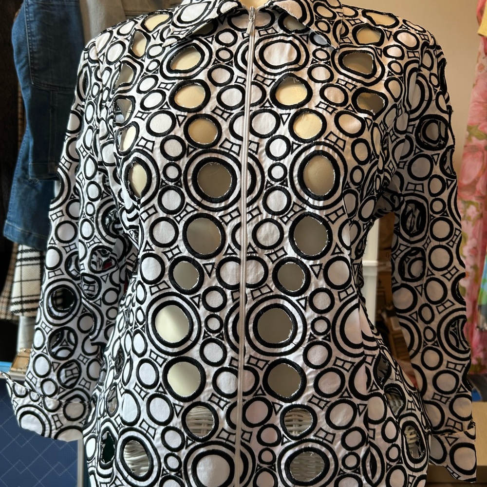 Samuel Dong Monochrome Circle Pattern Blazer